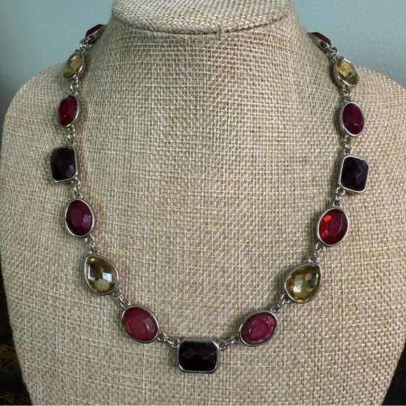 WHBM Multicolour Glass Necklace Silver Tone Spring Summer 21 Inch - Picture 11 of 11